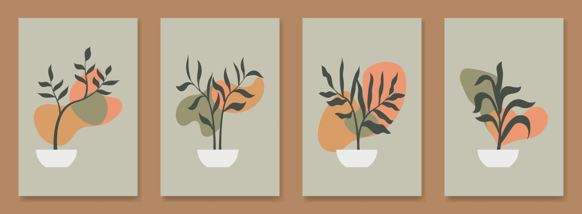 botanische muur moderne posters. abstracte esthetische plant kunst vectorillustratie vector