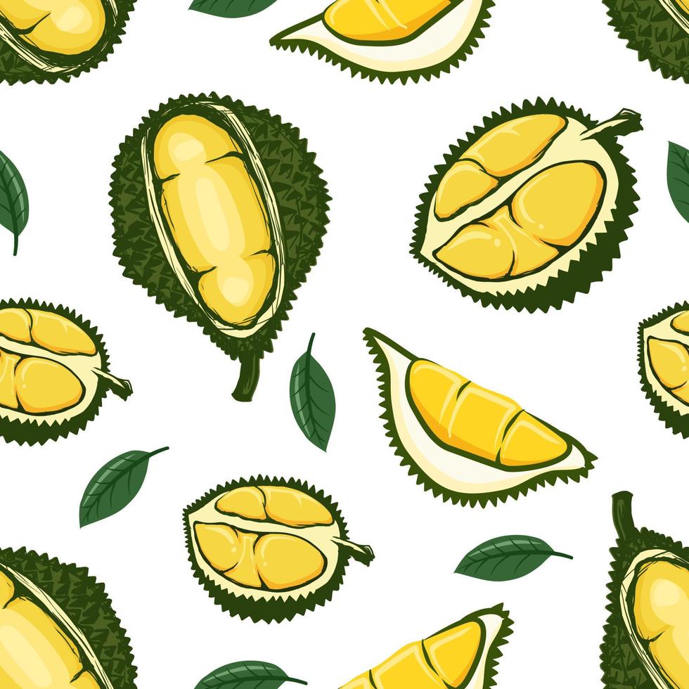naadloze patroon schattig durian vruchten vectorillustratie. vector