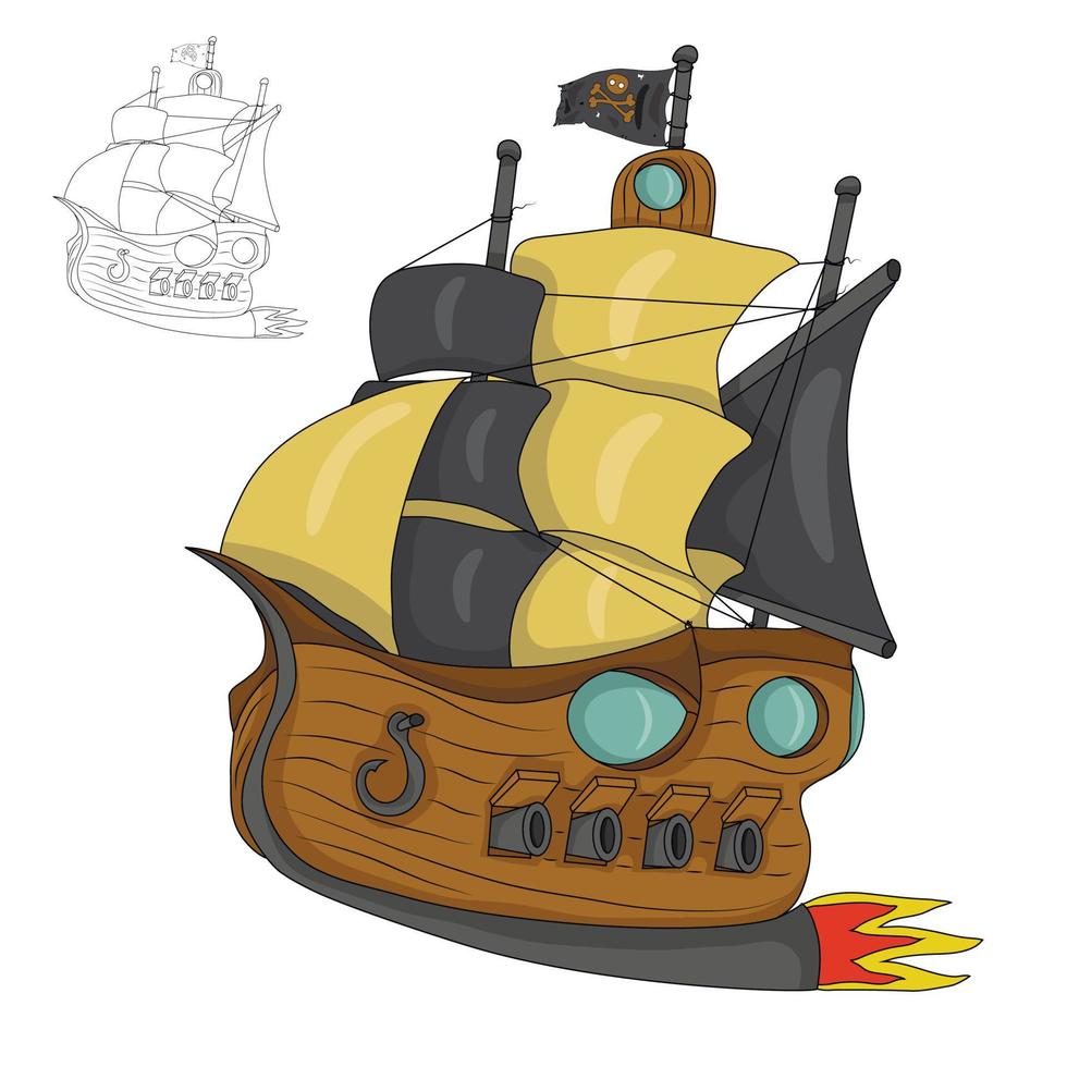 zwart-wit vector illustratie cartoon ruimteschip voor kinderen kleurboeken.