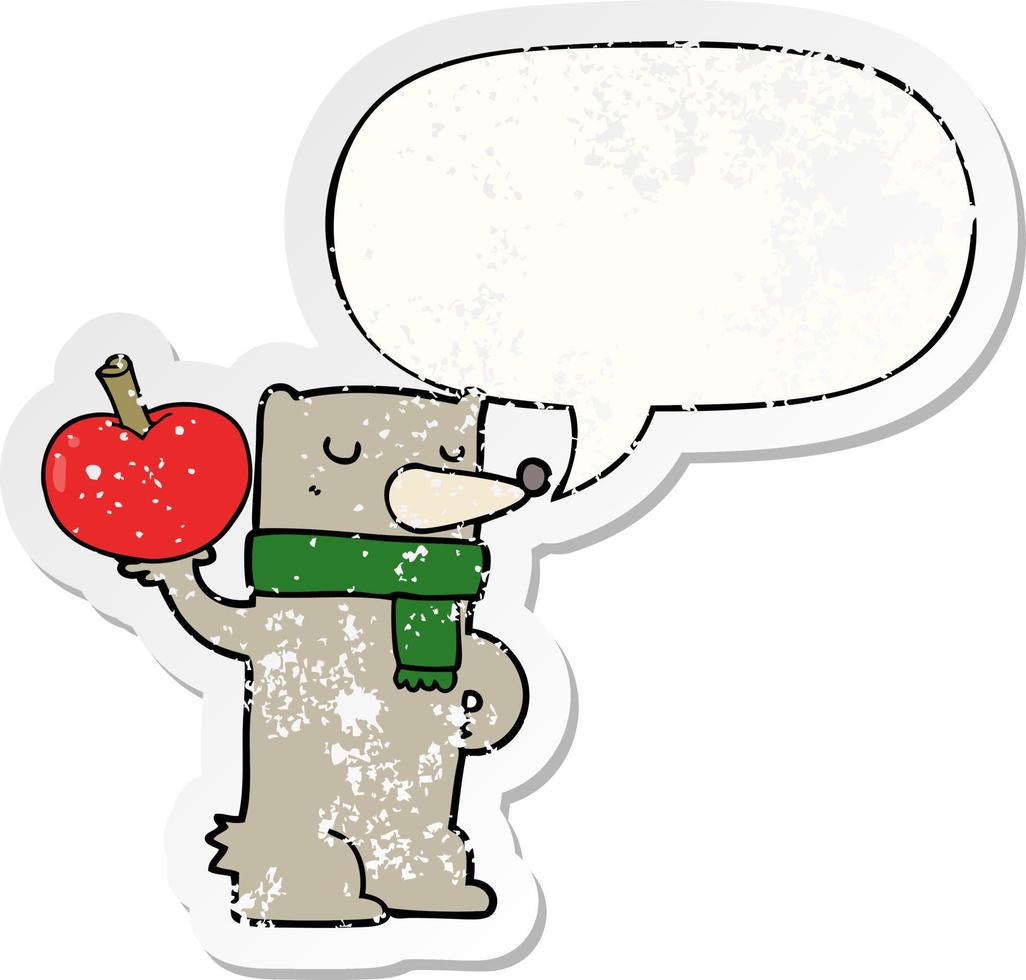 cartoon beer en appel en tekstballon noodlijdende sticker vector