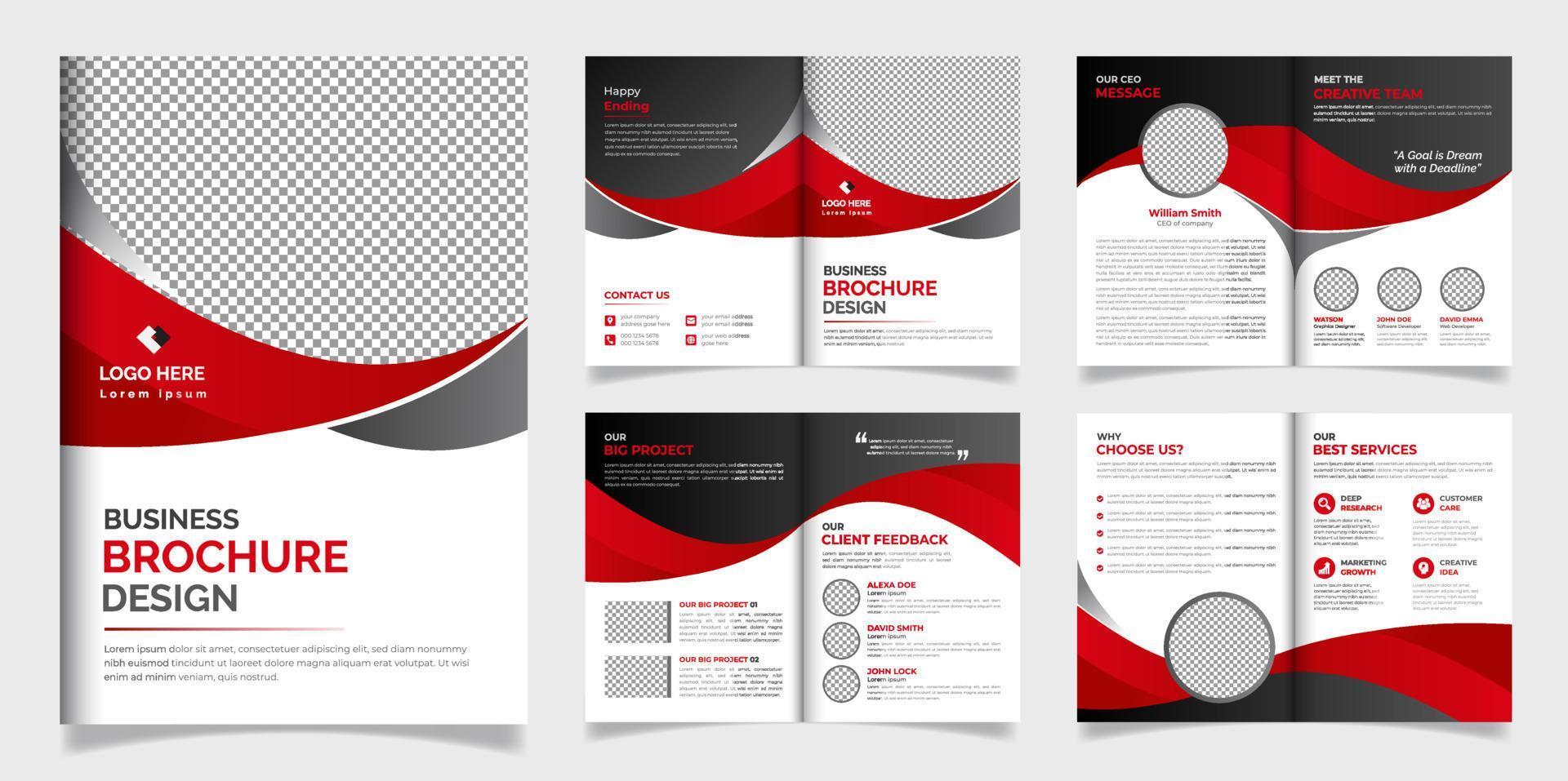 professionele zakelijke 8 pagina's zakelijke brochure ontwerp afdruksjabloon vector