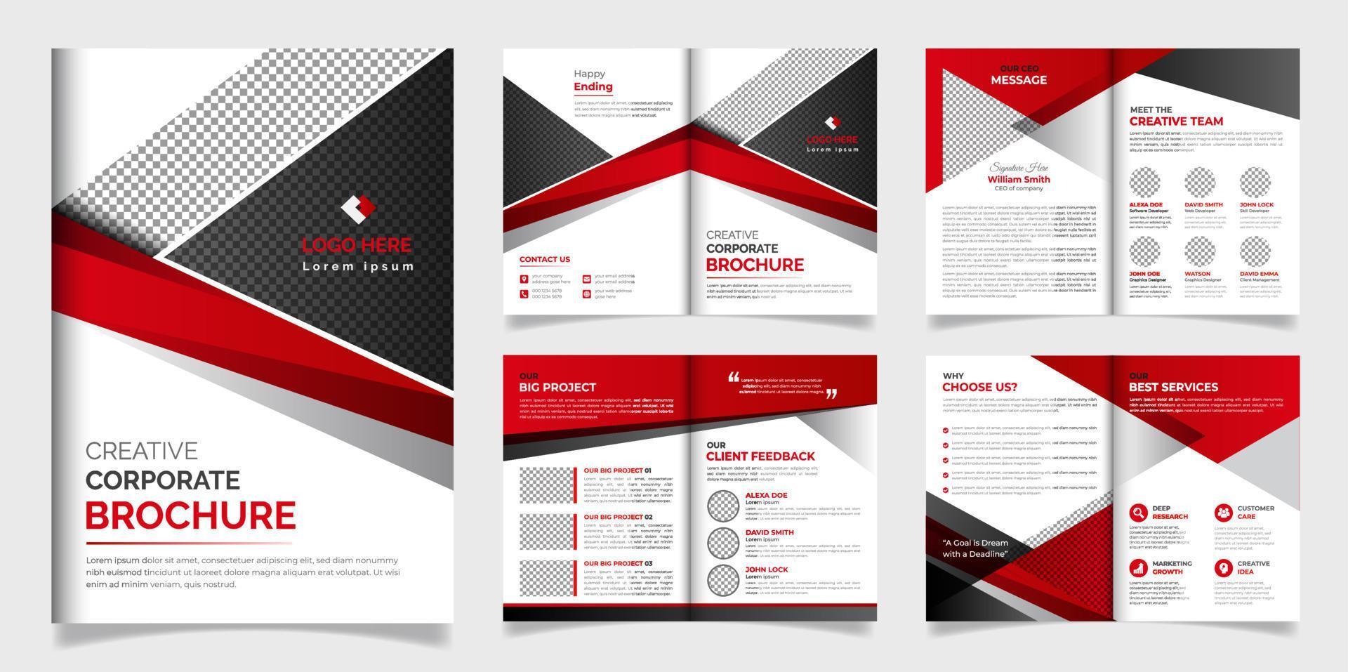 professionele zakelijke 8 pagina's zakelijke brochure ontwerp afdruksjabloon vector