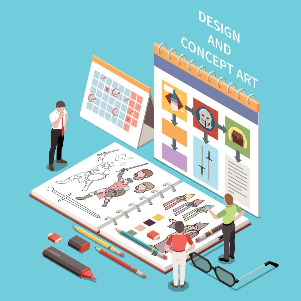 isometrisch concept voor game-ontwikkeling vector