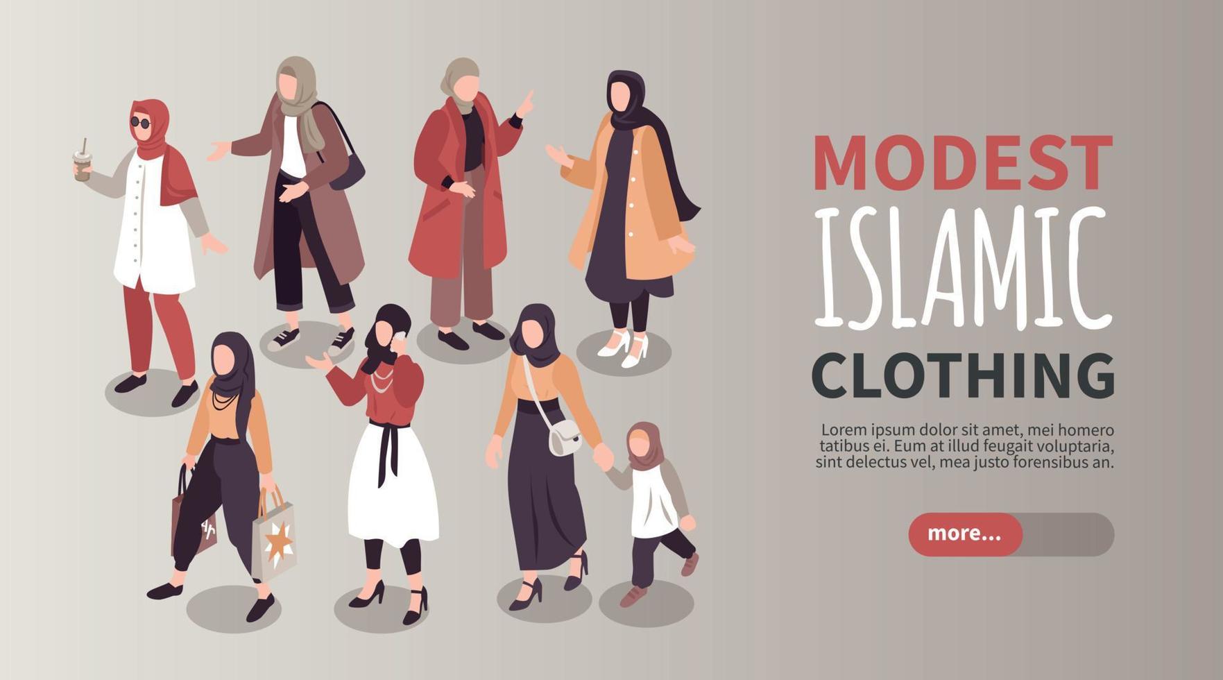 bescheiden islamitische kleding horizontale banner vector