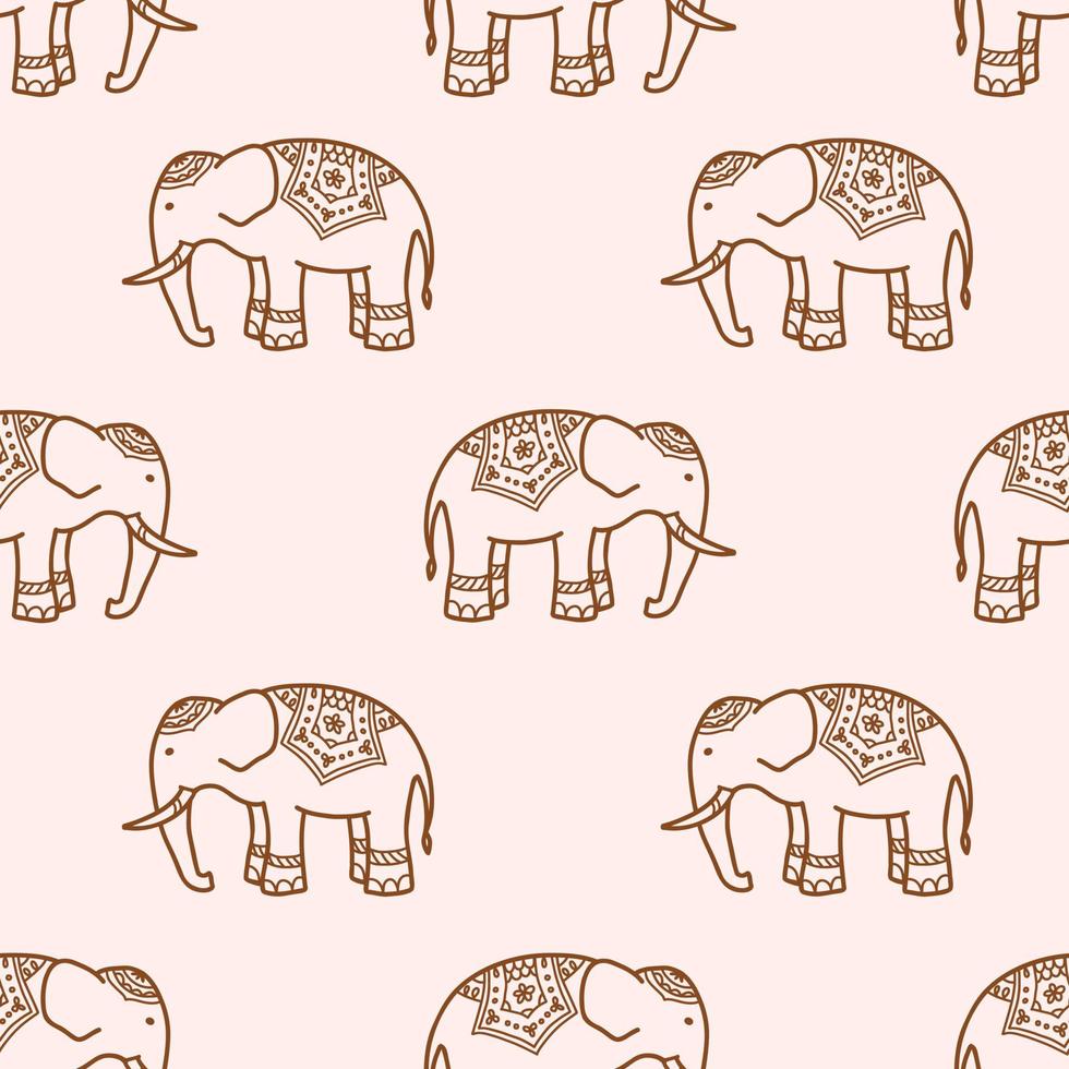 boho olifanten hand getekende naadloze patroon. tribale vector achtergrond. etnische Indiase illustratie. schattige print voor textiel, kleding, stof, kinderkamer