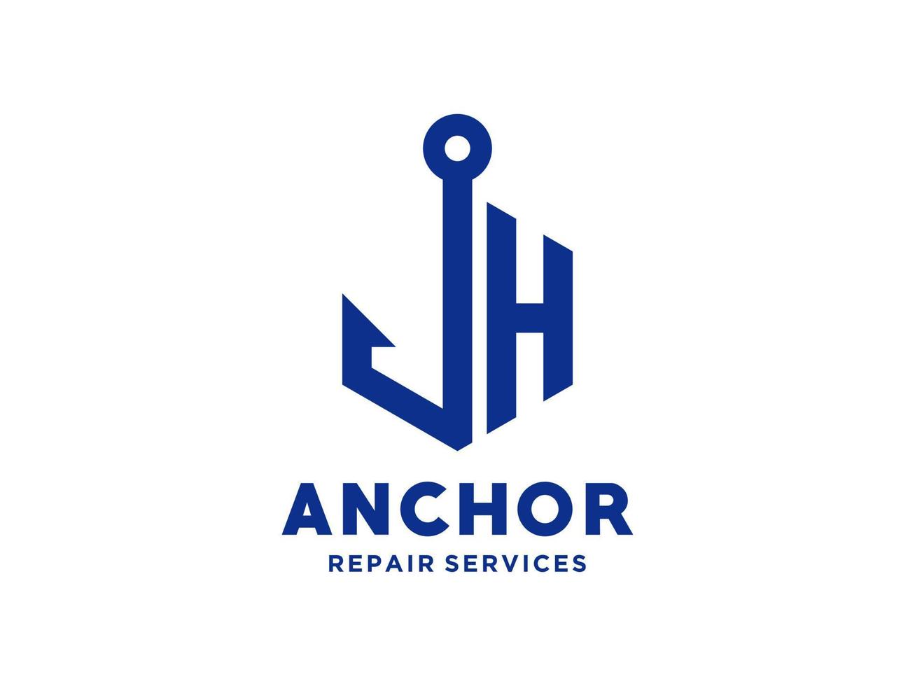 logo ontwerp h anker artistiek alfabet voor boot schip marine nautisch vervoer gratis vector