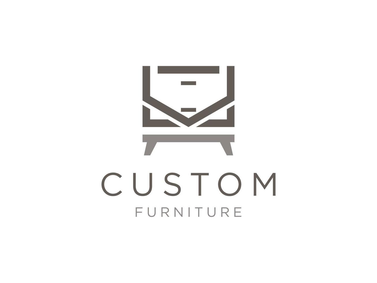 letter v met houten meubels concept logo ontwerp inspiratie vector