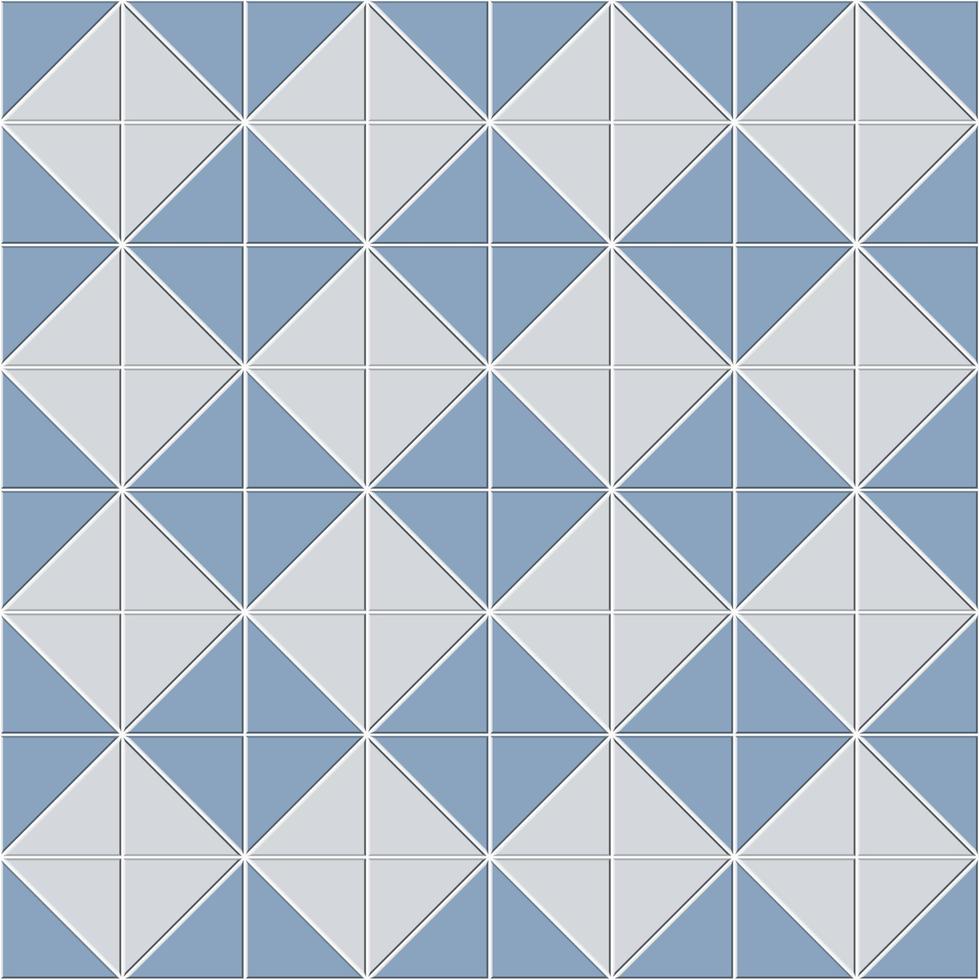 abstract naadloos patroon van blauwe witte keramische vloertegels. ontwerp geometrische mozaïektextuur voor de decoratie van de badkamer, vectorillustratie vector