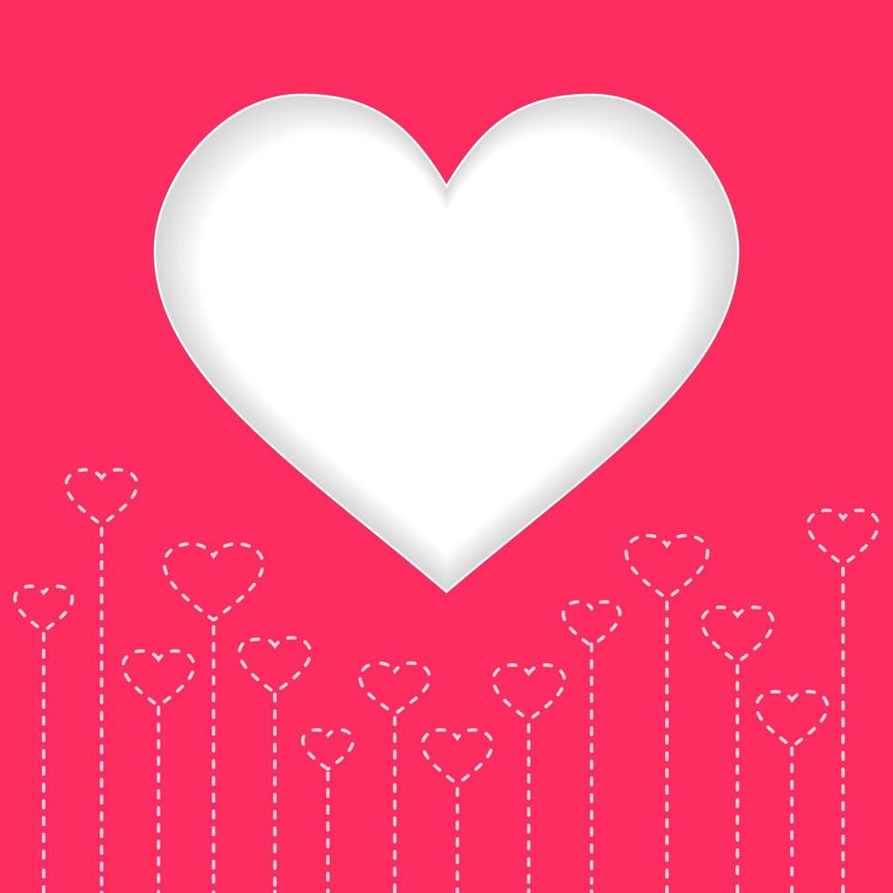 witte hart valentijn dag met rode achtergrond, vectorillustratie vector