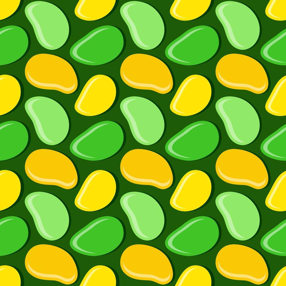 naadloze geometrische patroon, mango in vlakke stijl op donkergroene achtergrond, strepen abstracte sjabloon, vectorillustratie vector