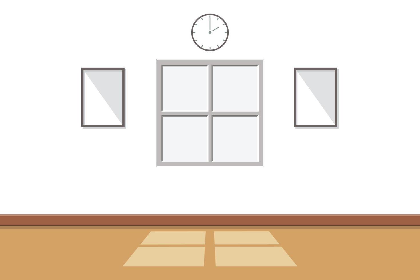 witte kamer interieur er is zonlicht door het raam met de lege muur achtergrond, vectorillustratie vector