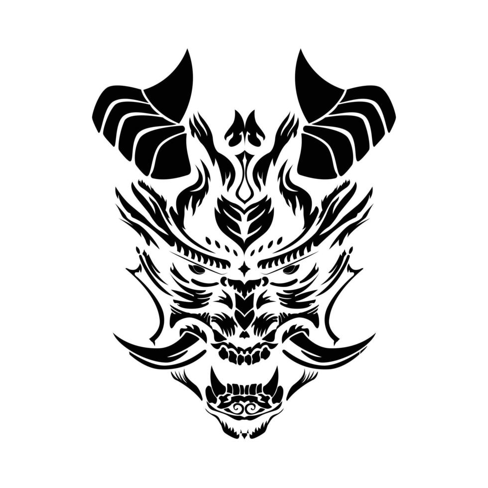 demon masker tattoo kunst. hannya japanse oni vector geïsoleerd