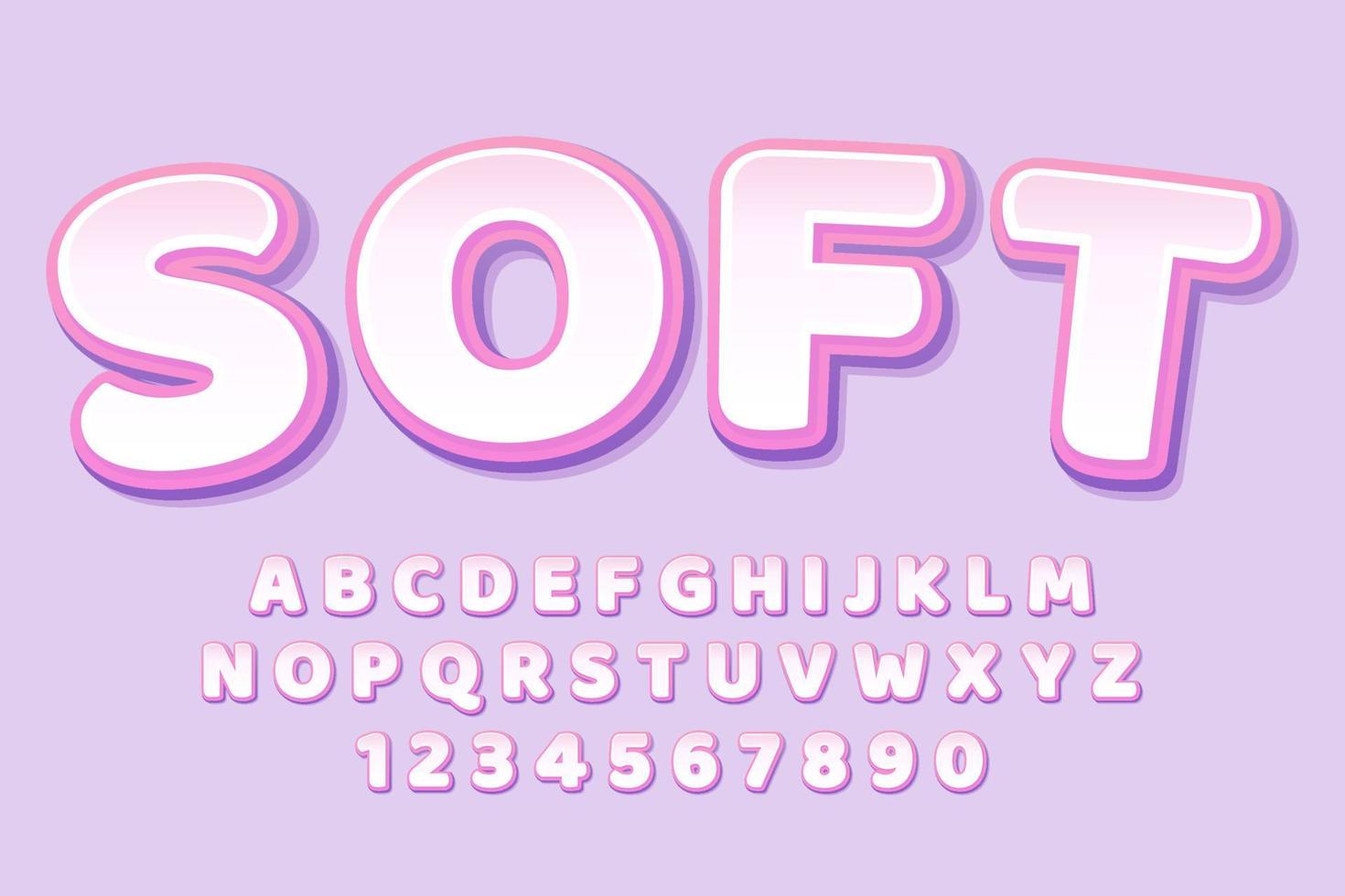 decoratieve zachte lettertype en alfabet vector