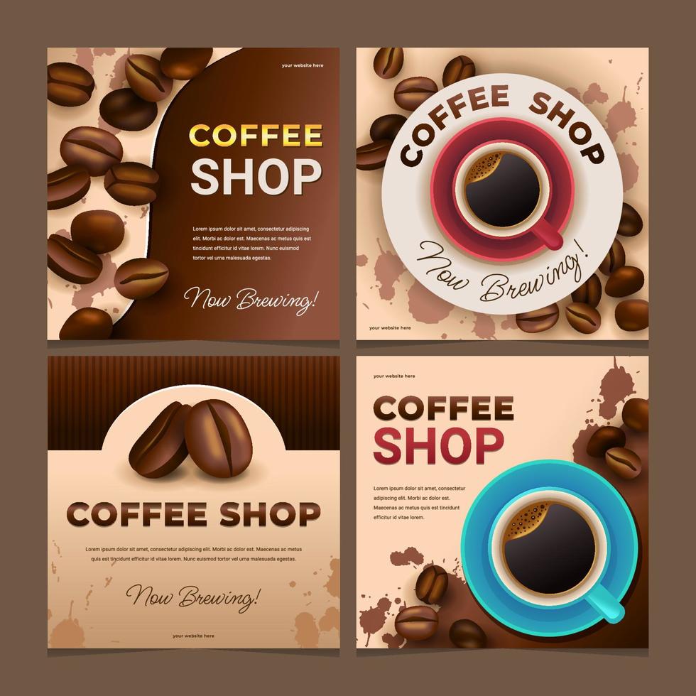 coffeeshop instagram postsjabloon vector