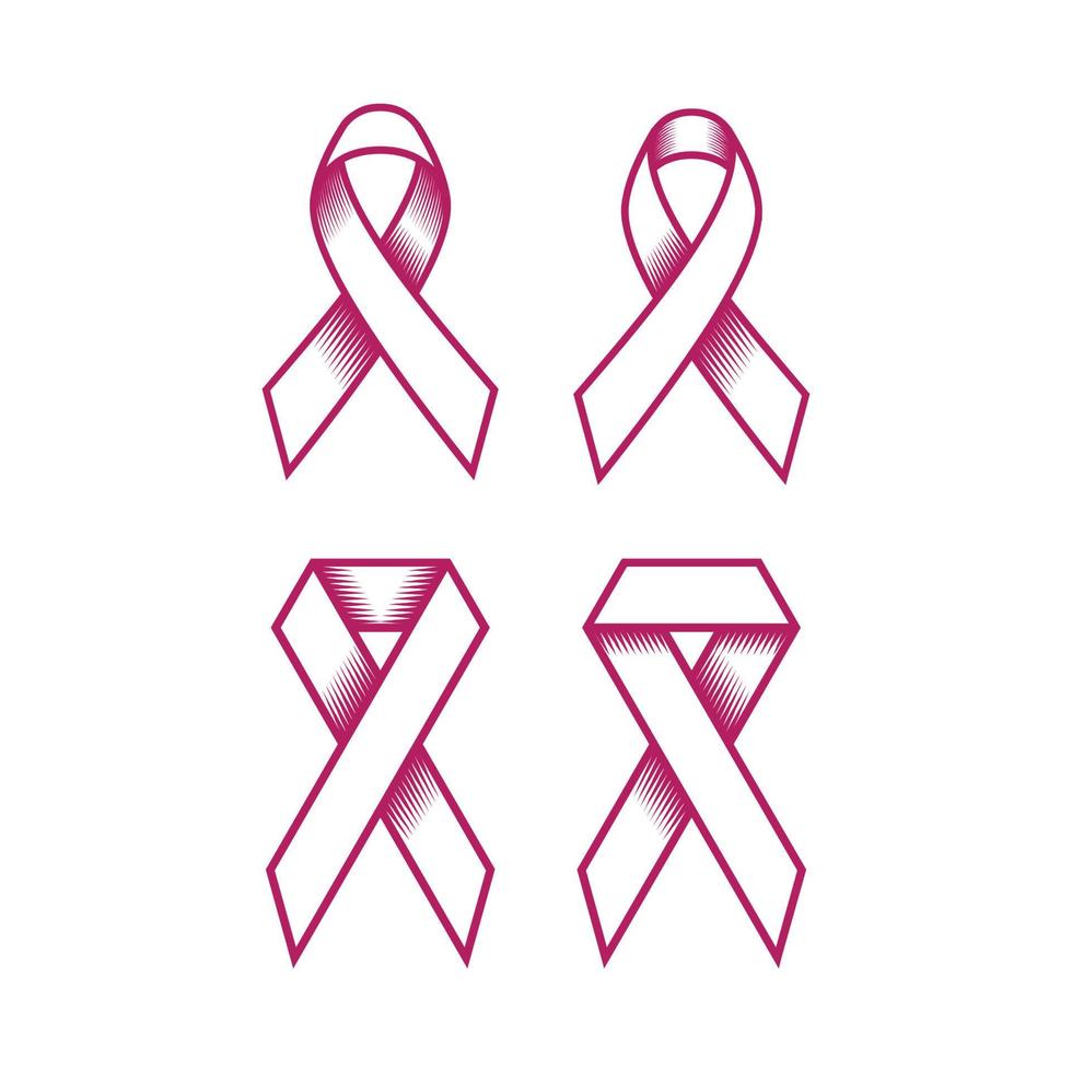 roze lint pictogrammen. lint logo. bewustzijn lint symbool. borstkanker campagne linten vector