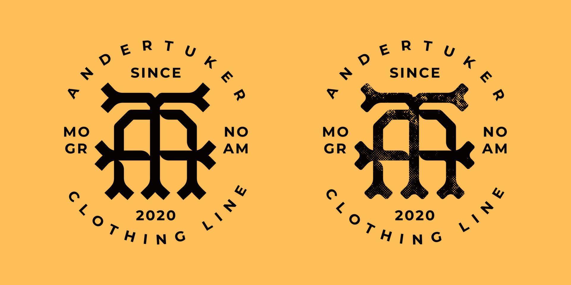 creatief monogram logo-ontwerp vintage bij schoon en getextureerd vector