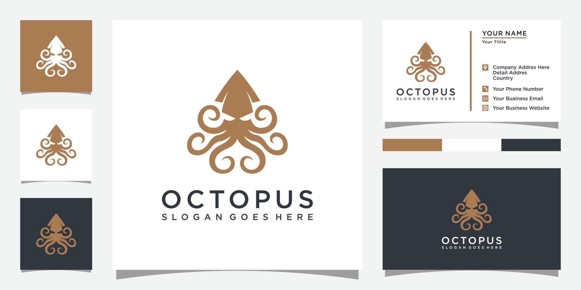 octopus logo ontwerp vector en visitekaartje