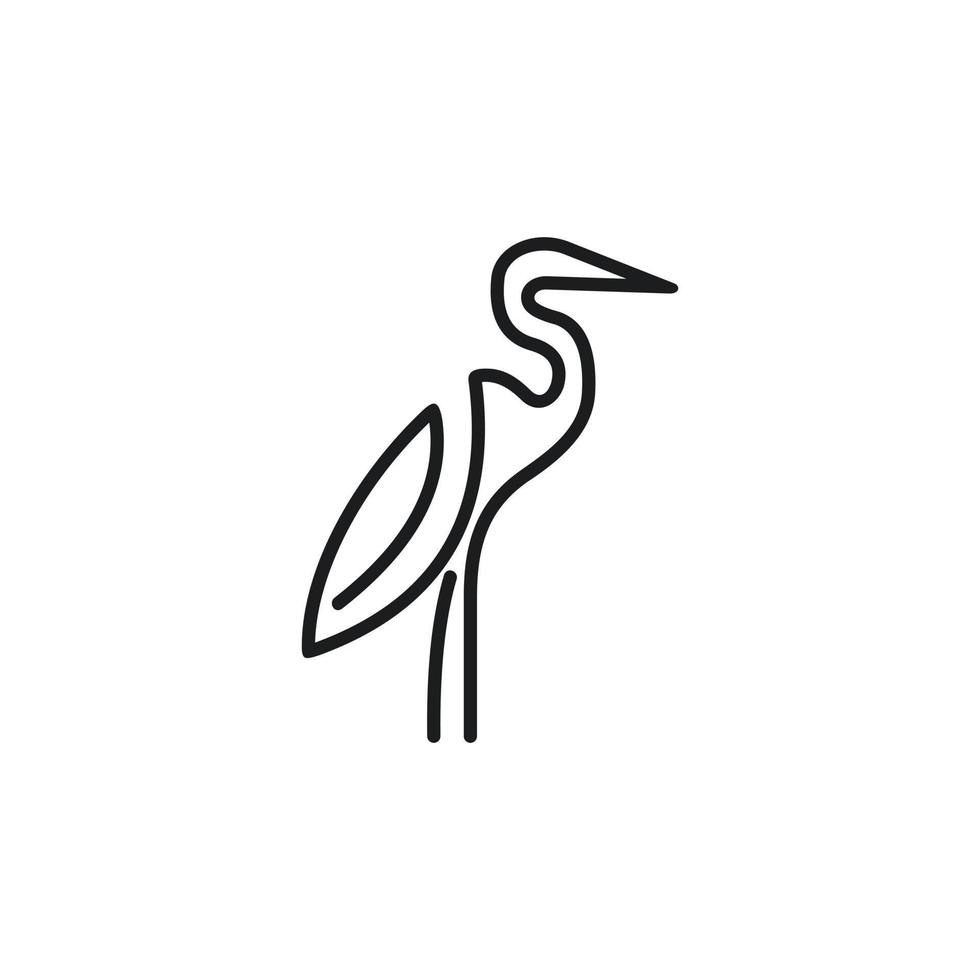 reiger overzicht ontwerp vectorillustratie. lijn kunst reiger logo ontwerp. vector