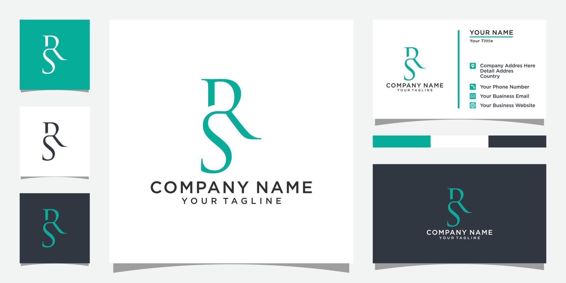 rs of sr brief logo ontwerp vector met visitekaartje ontwerp.