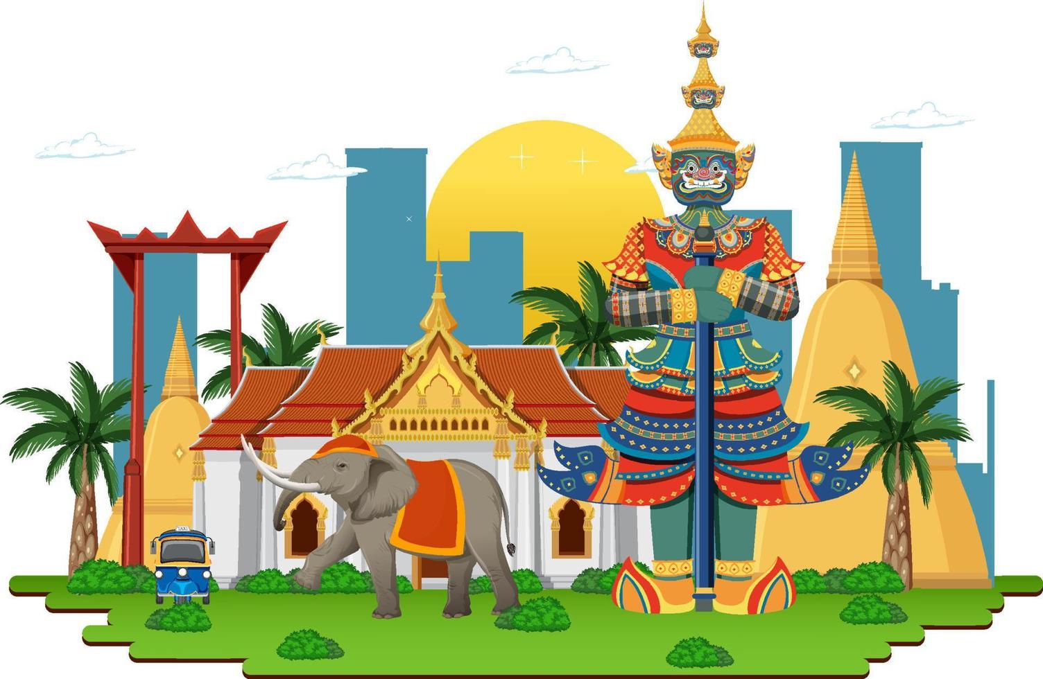 bangkok thailand met bezienswaardigheden vector