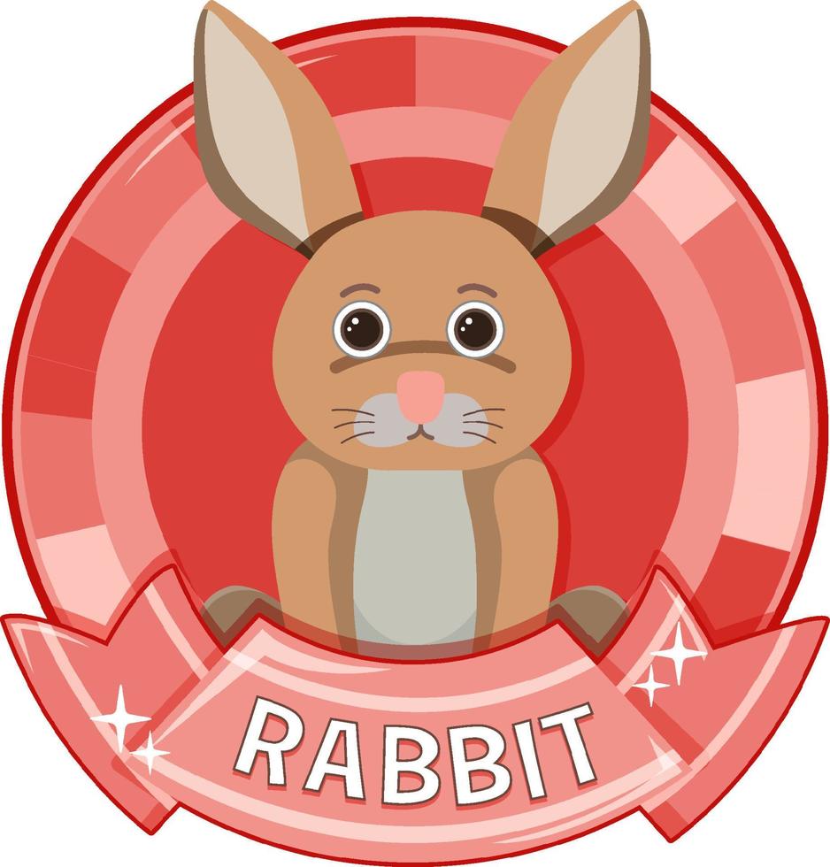schattig konijn cartoon badge vector