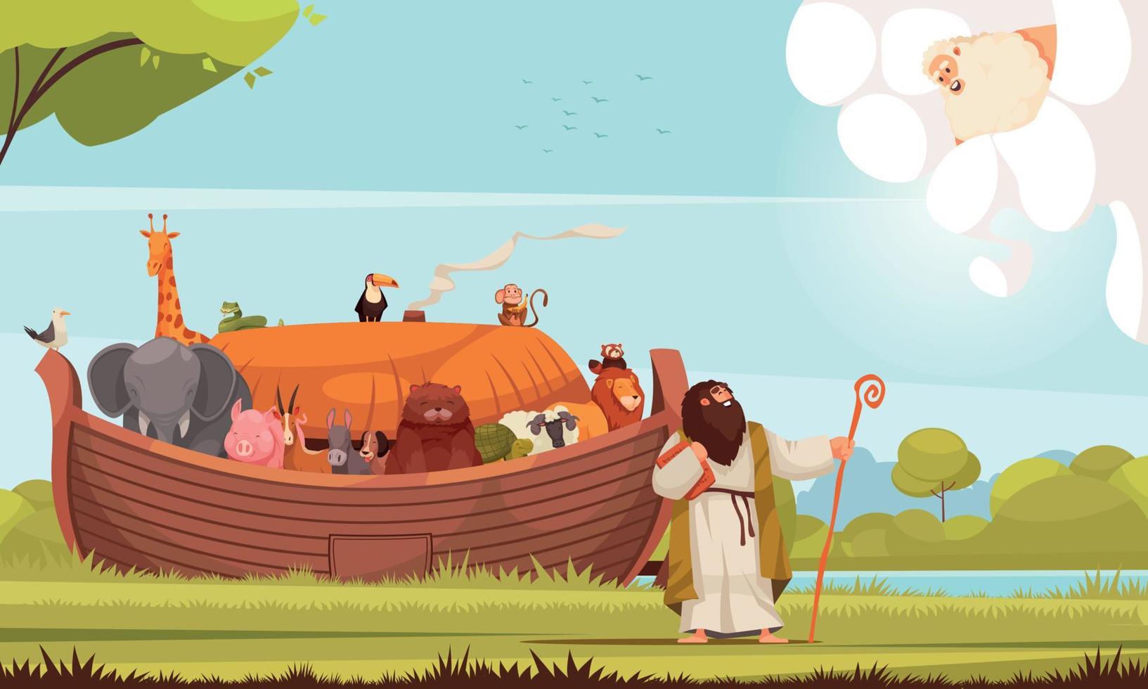 noahs ark cartoon poster vector