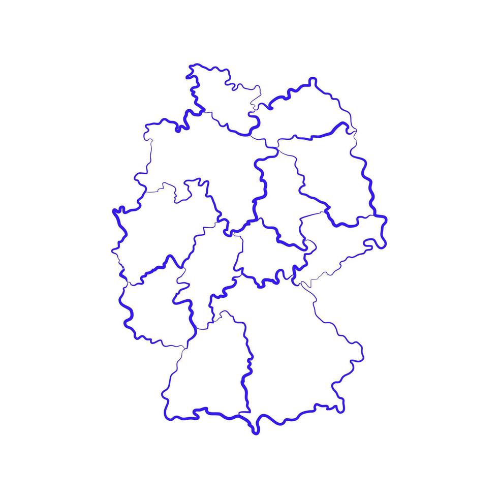 Duitsland kaart met regio's op een witte achtergrond vector