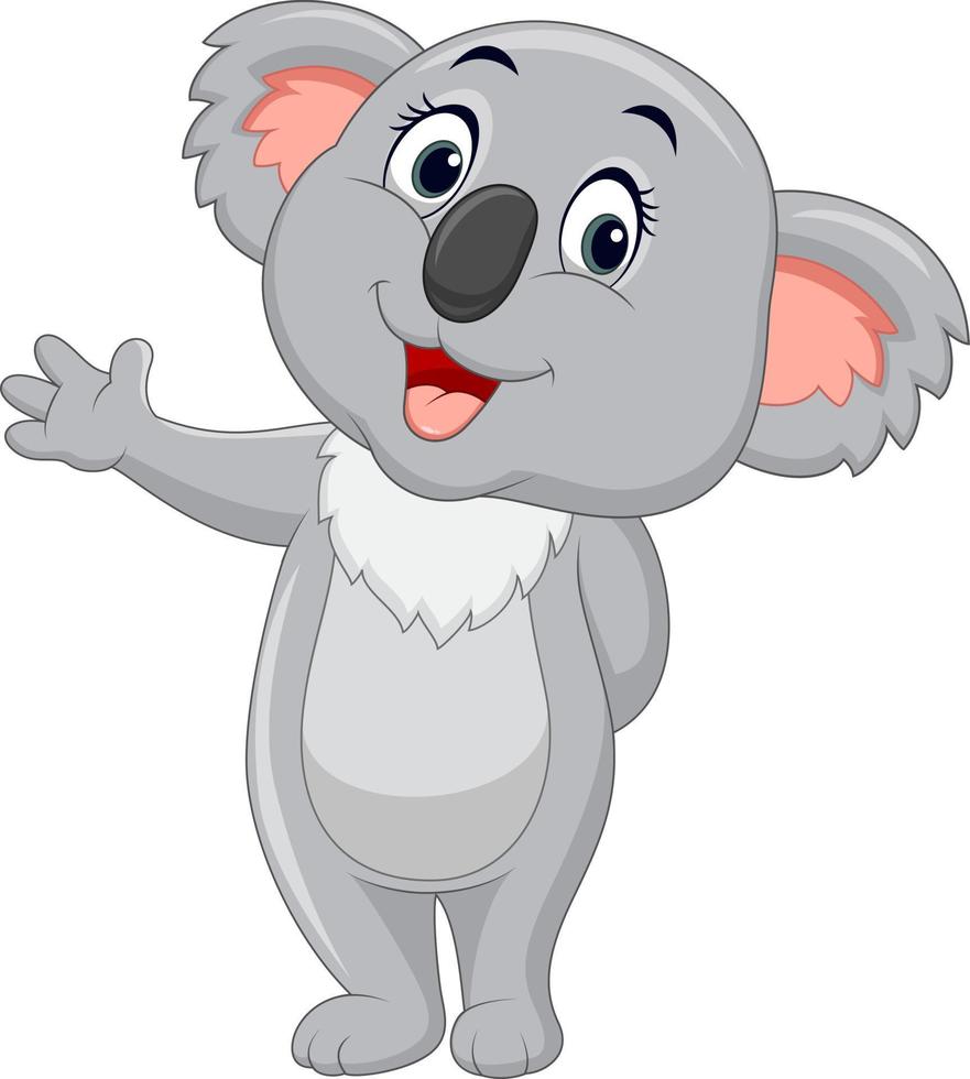 schattige koala cartoon zwaaiende hand vector