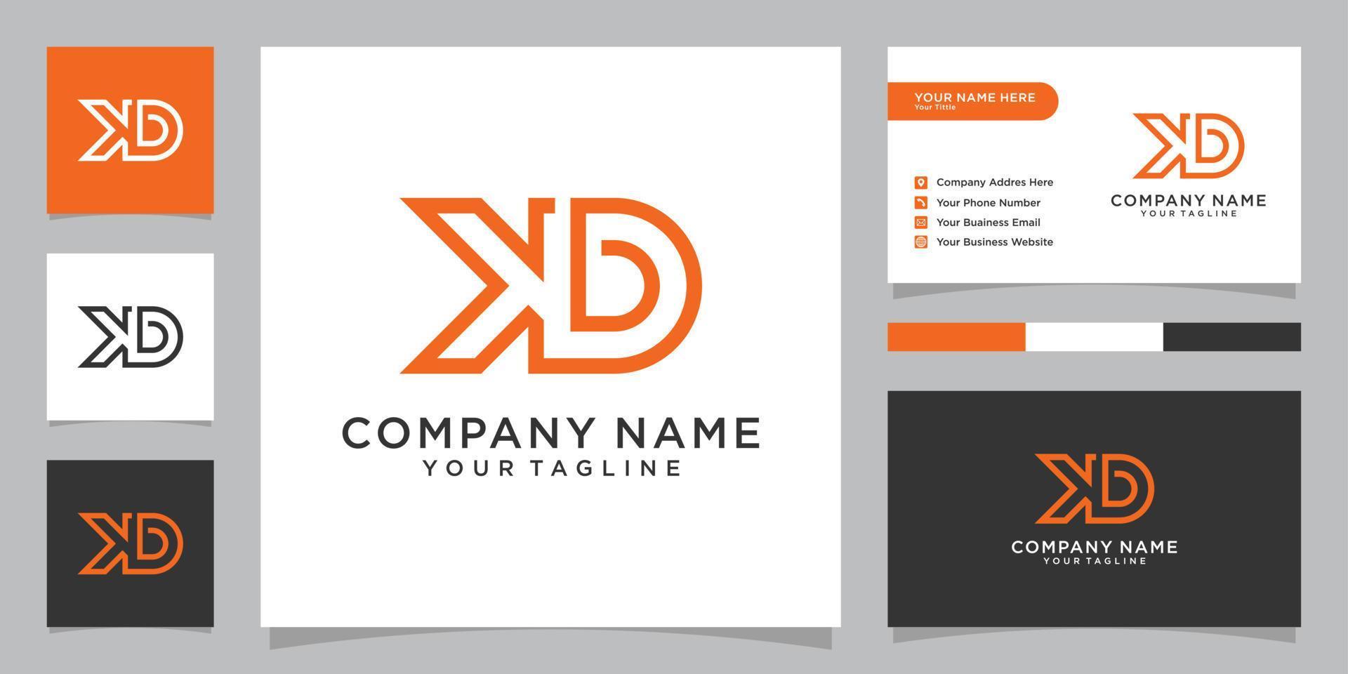 kd of dk brief logo ontwerp vector met visitekaartje.