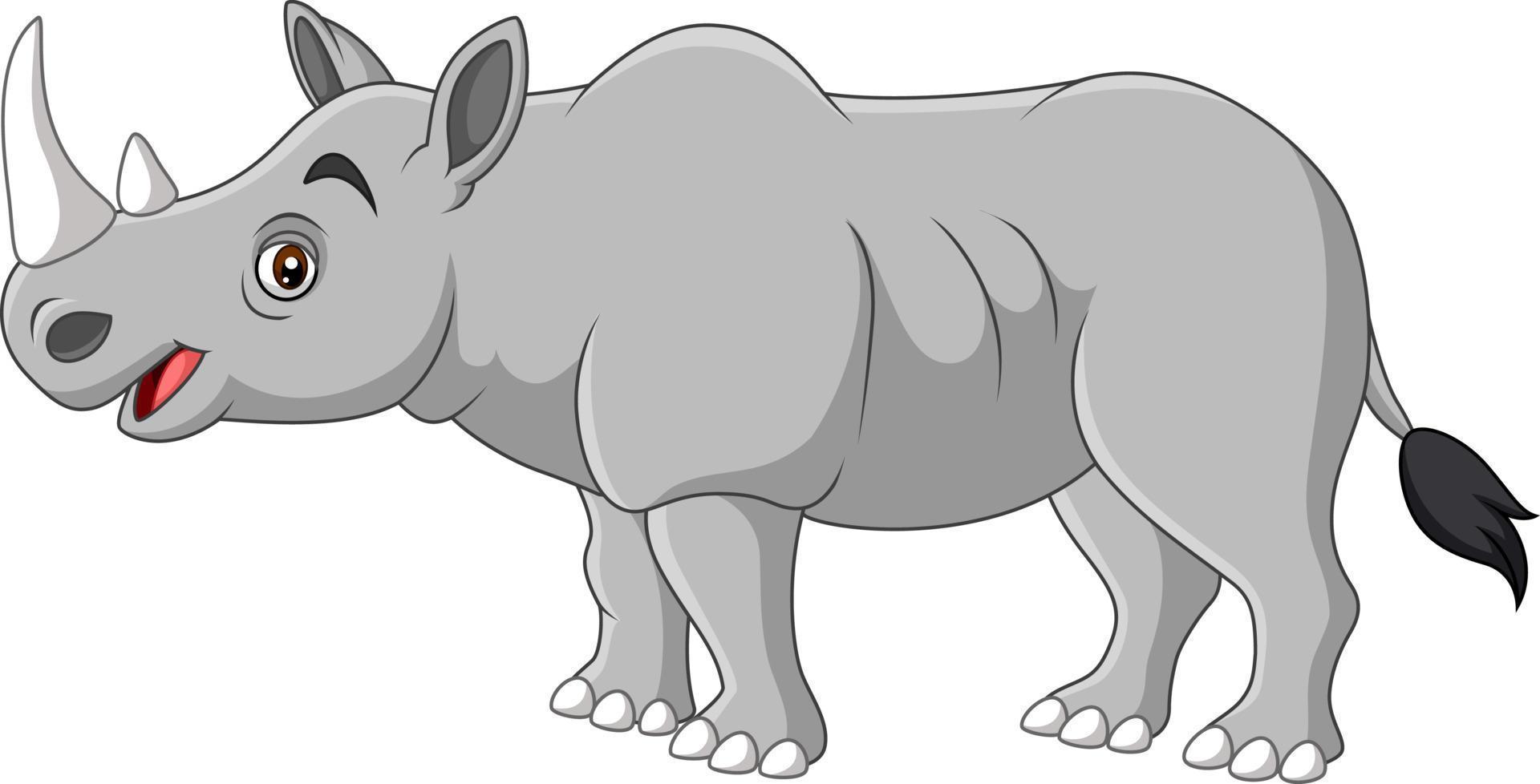 cartoon neushoorn op witte achtergrond vector