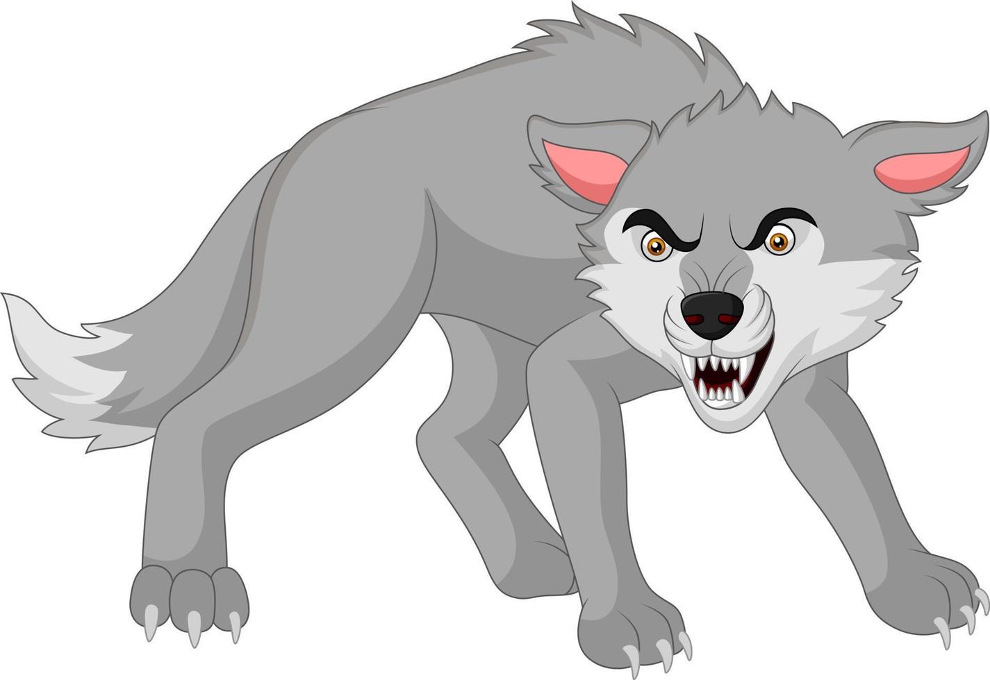 cartoon boze wolf geïsoleerd op witte achtergrond vector