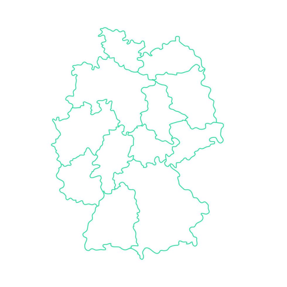 Duitsland kaart met regio's op een witte achtergrond vector