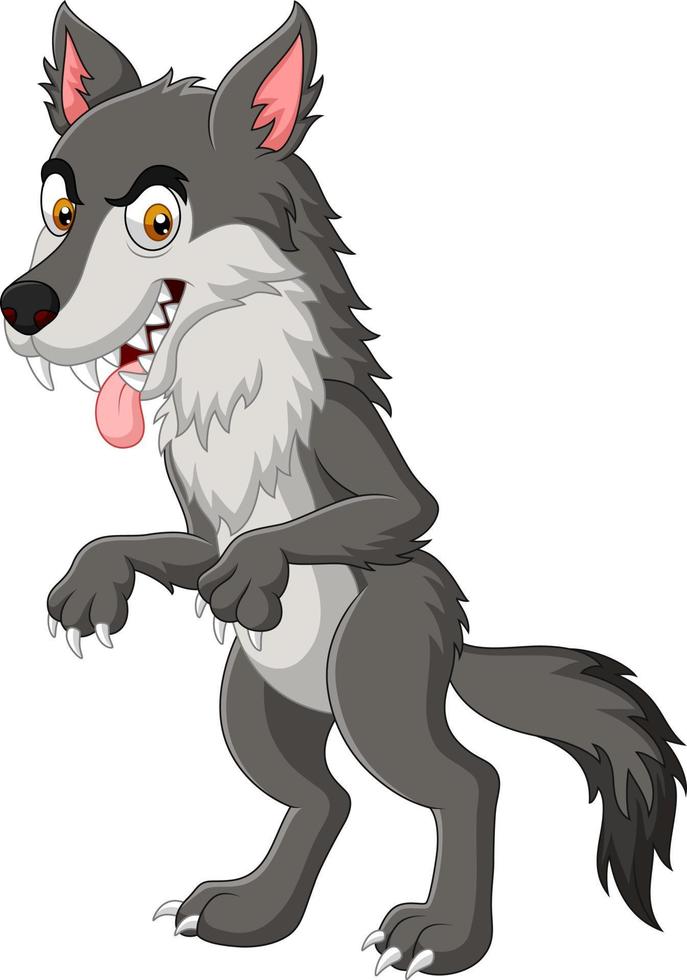 cartoon boze wolf geïsoleerd op witte achtergrond vector