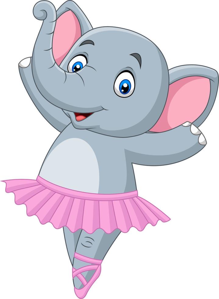 cartoon olifant balletdanser op witte achtergrond vector