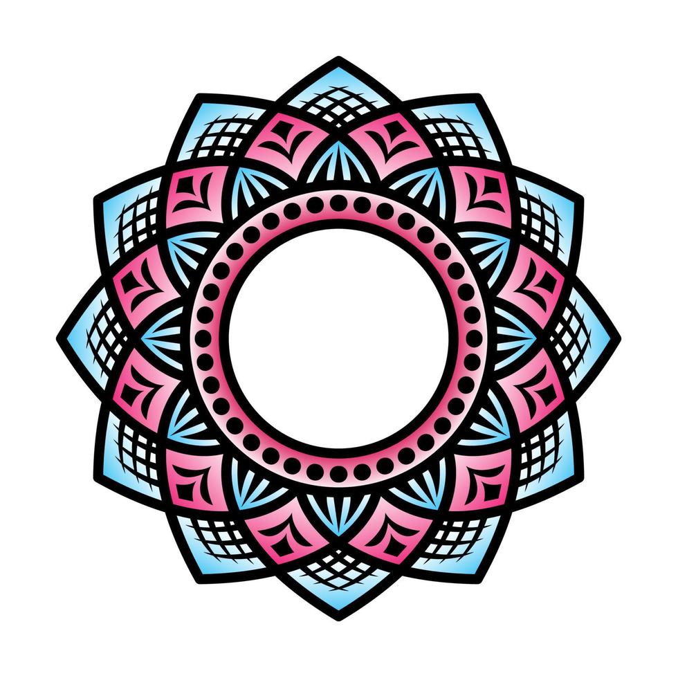 mandala-ontwerp, in blauwe en paarse kleur, vectordecoratie vector