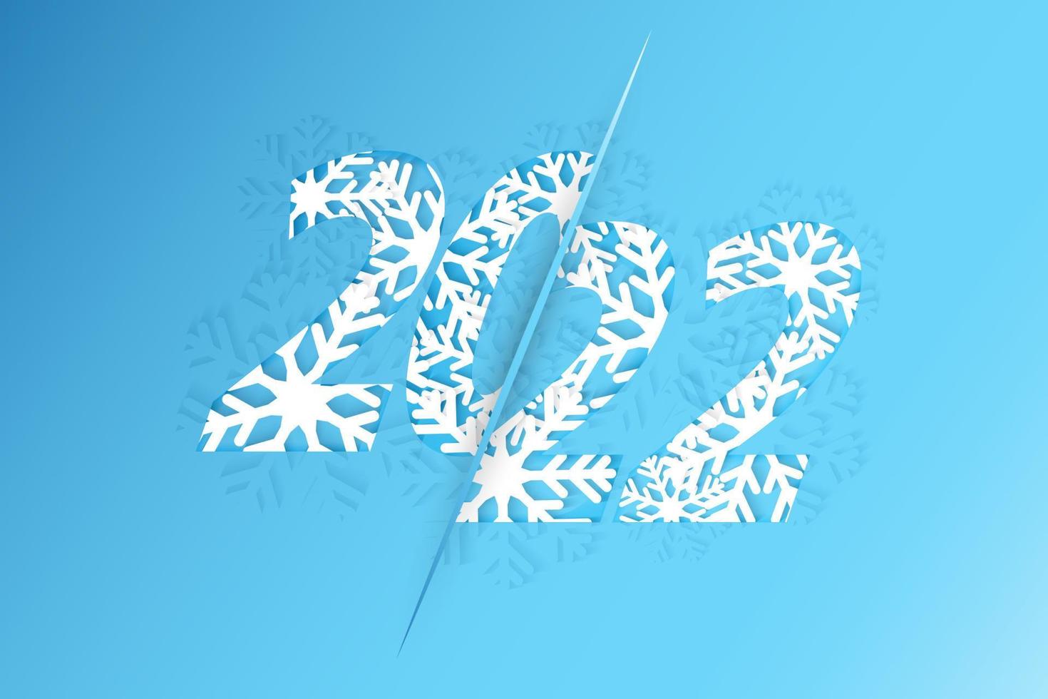 Nieuwjaarsbanner voor 2022. jaar 2022 ontwerp met sneeuwvlokken. vector
