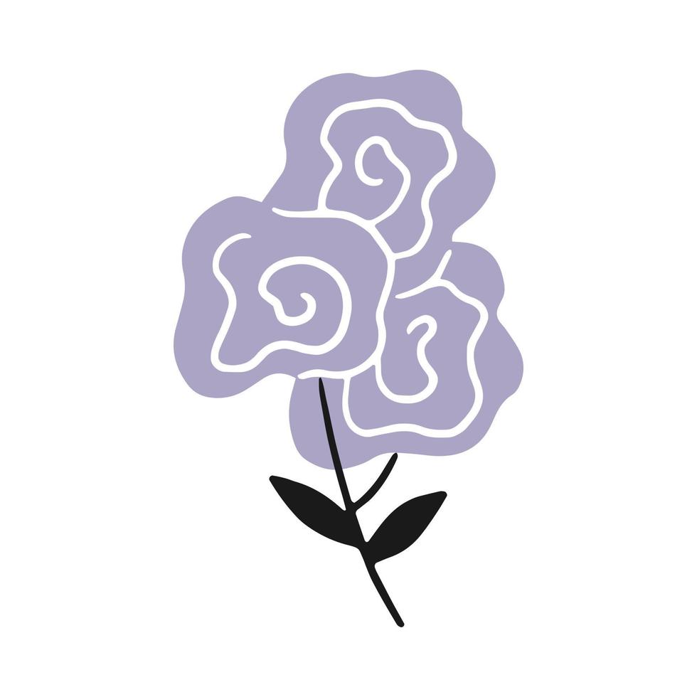 rozen of pioenrozen in de stijl van cartoonkrabbels. vector geïsoleerde bloem illustratie.