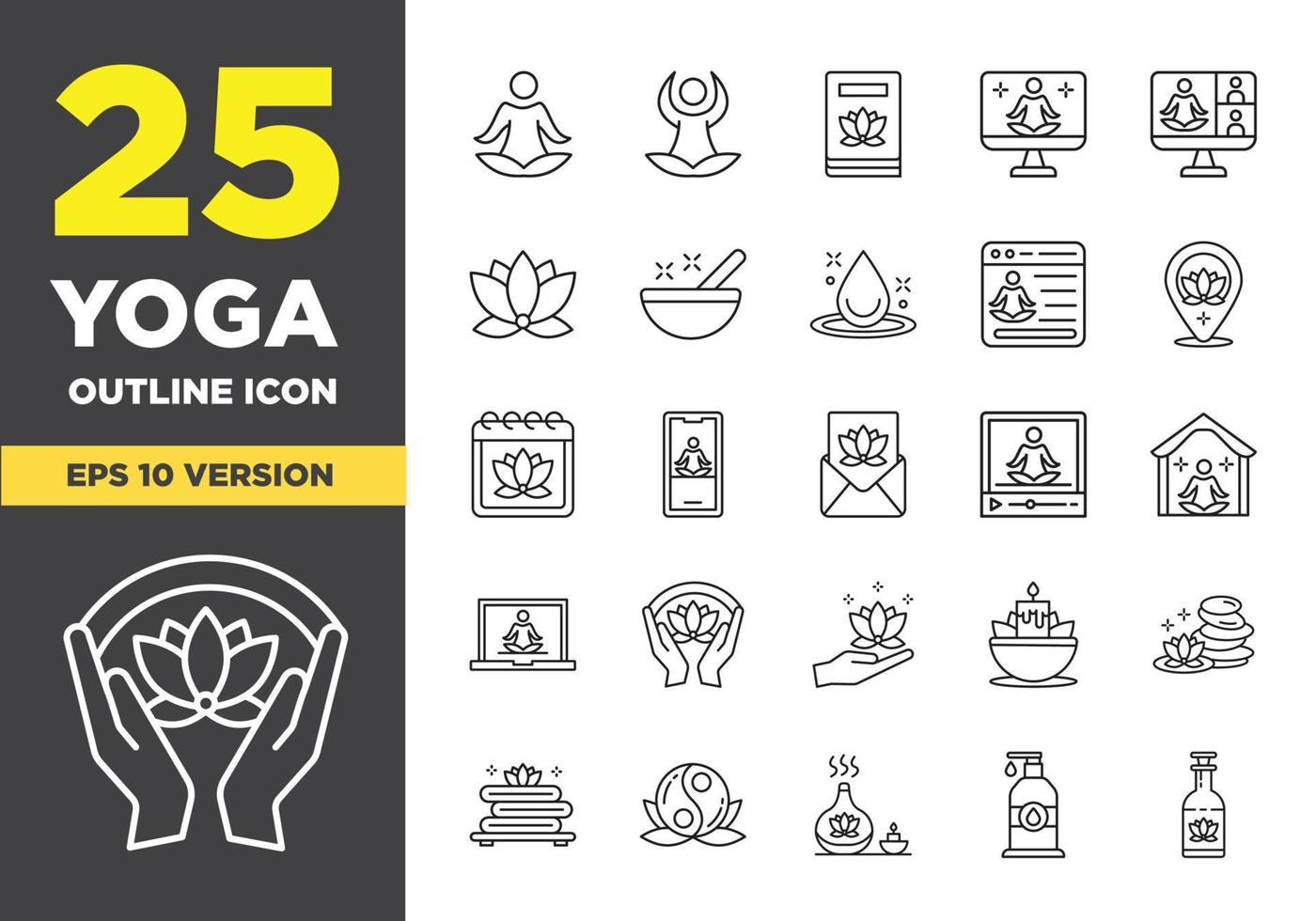 yoga overzicht icon set vector