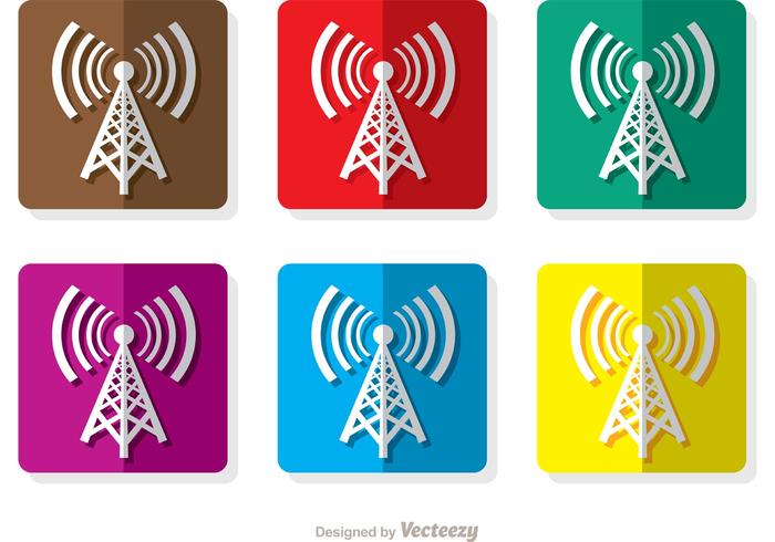 Vierkante Cell Tower Icons vector