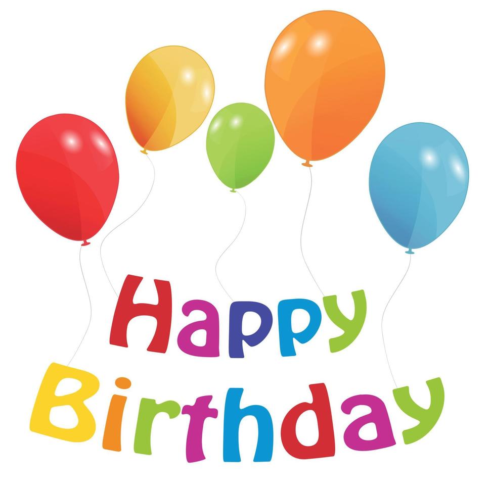 verjaardagskaart met gekleurde ballons, vectorillustratie vector