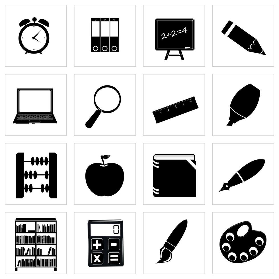 verschillende school pictogram silhouetten vector illustratie set