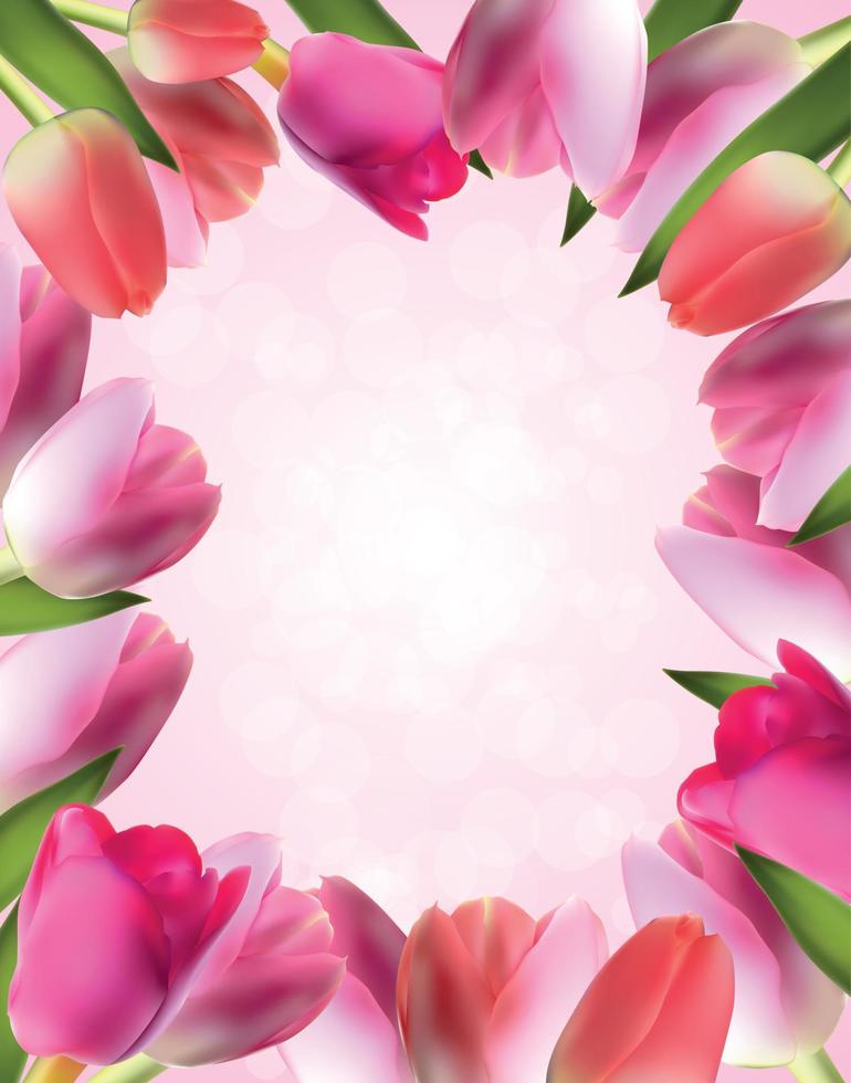 mooie roze realistische tulp frame vectorillustratie vector