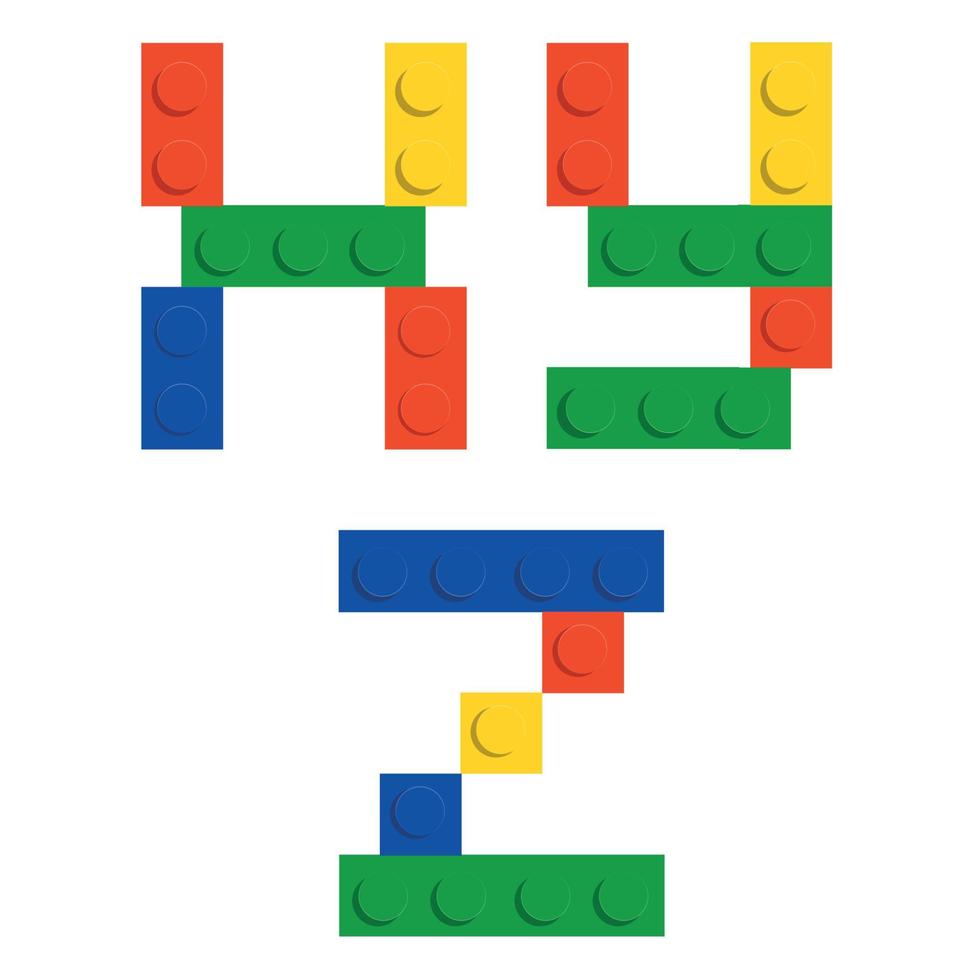 alfabet set gemaakt van speelgoed constructie baksteen blokken geïsoleerd iso vector