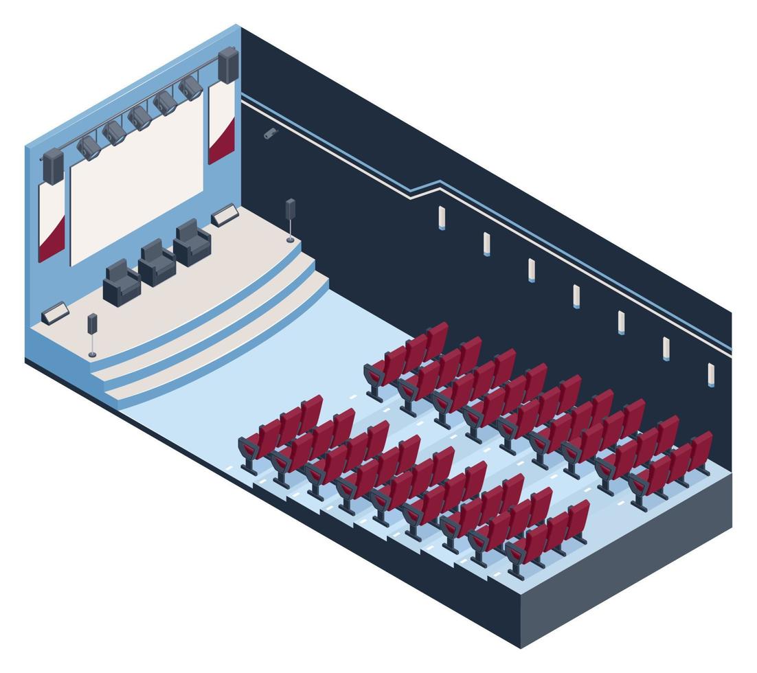 isometrische persconferentiezaal vector