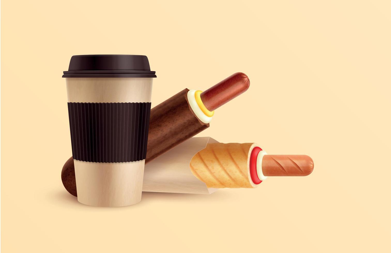 koffie hotdog samenstelling vector