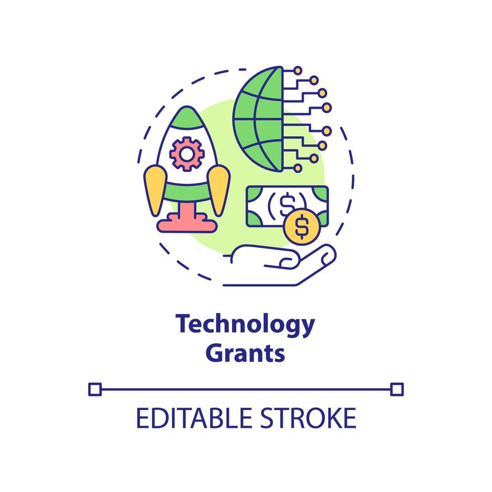 technologie subsidies concept icoon. financiële prijs voor ondernemers abstracte idee dunne lijn illustratie. geïsoleerde overzichtstekening. bewerkbare streek. vector