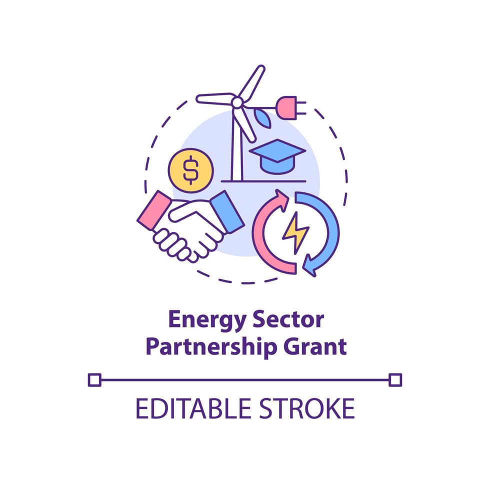 energiesector partnerschap subsidie concept icoon. federale tech opleiding abstracte idee dunne lijn illustratie. geïsoleerde overzichtstekening. bewerkbare streek. vector