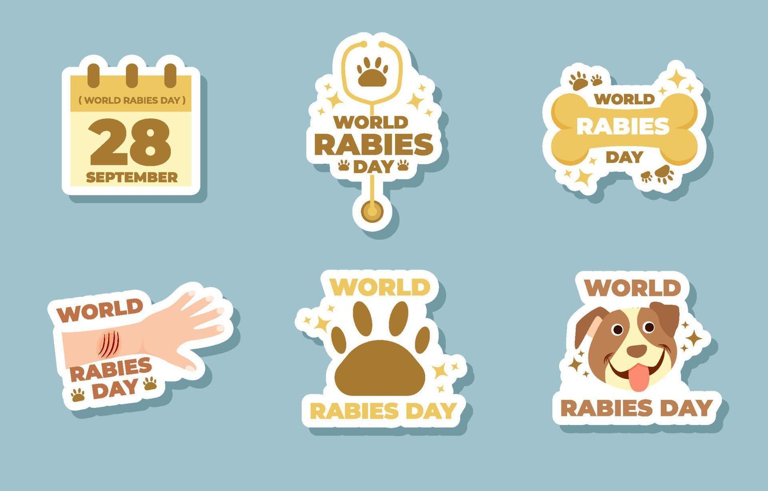 wereld hondsdolheid stickers set vector