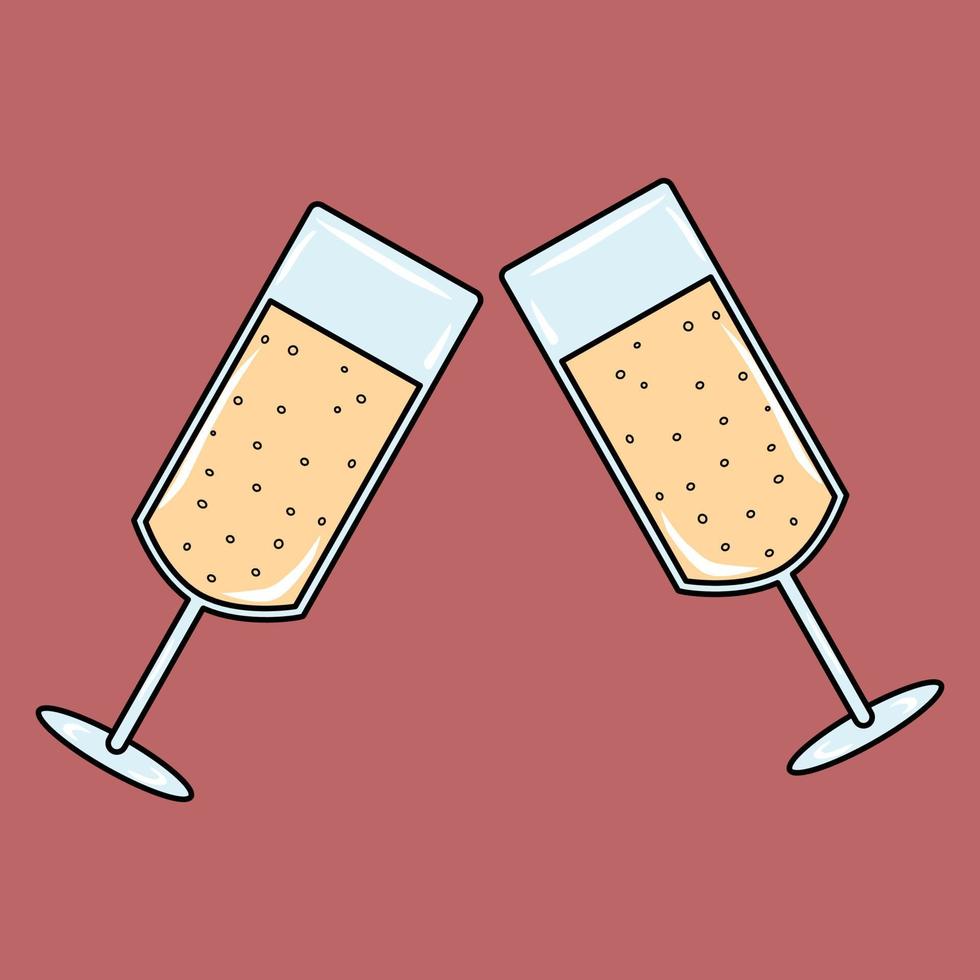 twee glazen met champagne vector