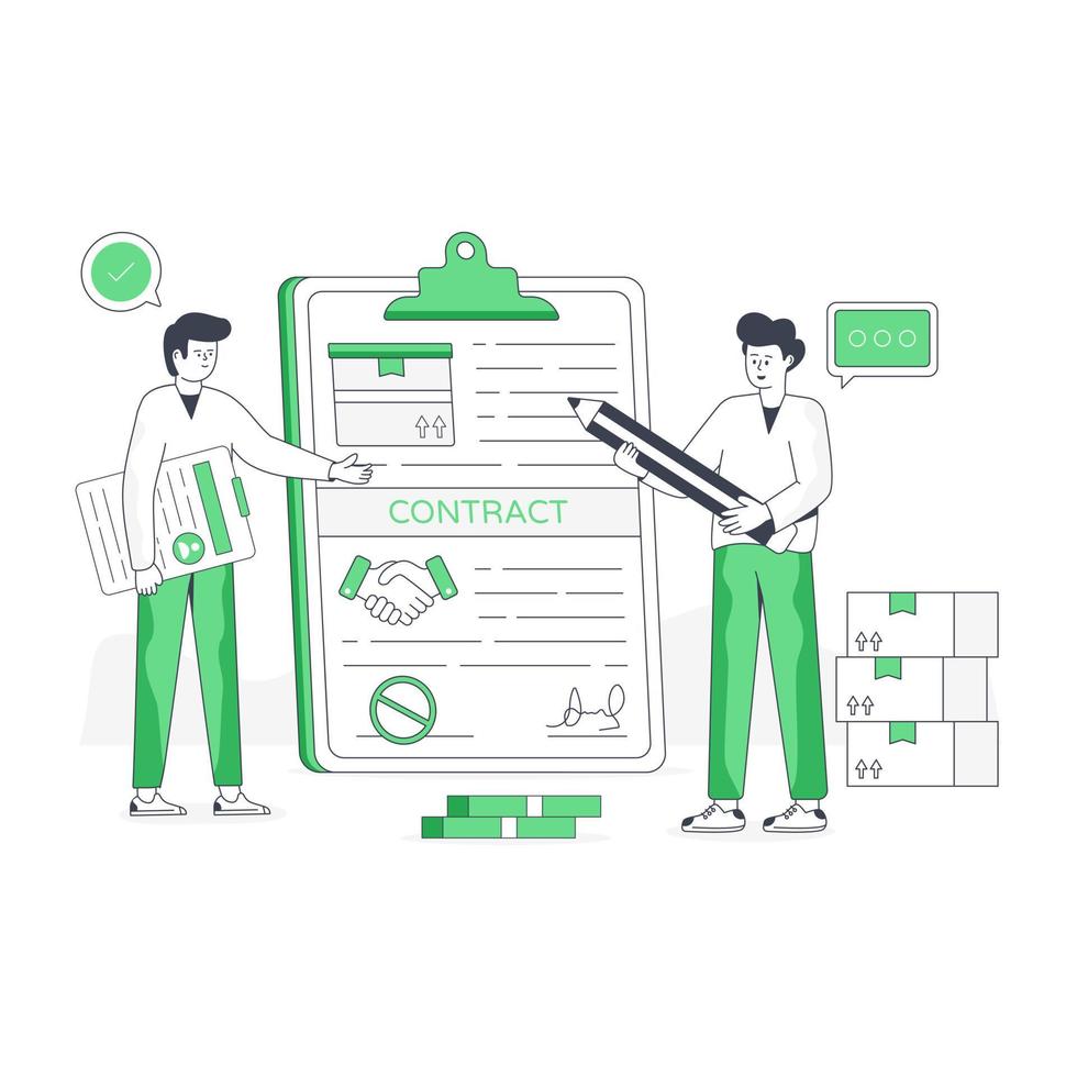 een schaalbare platte illustratie van logistiek contract vector